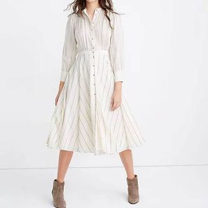 Striped White Midi Dress